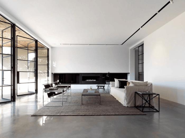minimalistinen olohuone moderni olohuone, jossa on luonnolliset värit