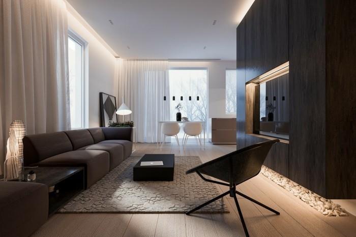 minimalistinen olohuone mukava olohuone kodikkaat värit tummat huonekalut