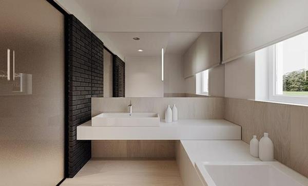 minimalistiset kylpyhuoneideat kylpyamme puu pesuallas huonekalut