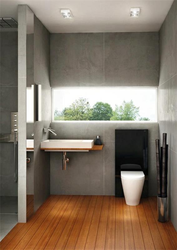 minimalistiset kylpyhuoneideat puulattiat
