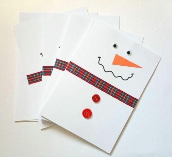 tehdä minimalistisia lumiukon joulukortteja