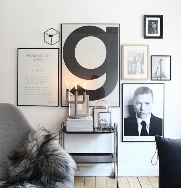 minimalistinen seinäkoriste kuvilla