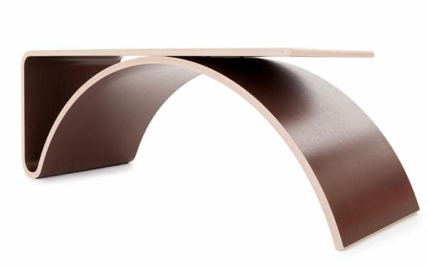 minimalistinen puinen sohvapöydän muotoilu sileä kiiltävä