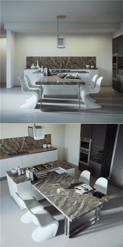minimalistinen keittiösuunnittelu marmorikeittiön sisustusideoita miehille