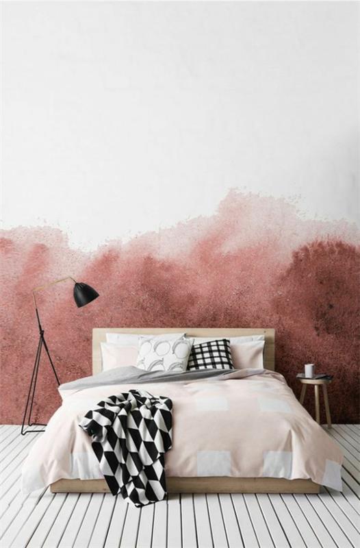 minimalistinen makuuhuoneen maalaustekniikka seinän suunnittelu
