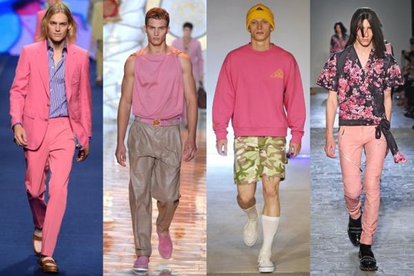 miesten asut värit vaaleanpunainen moderends ss 2015 muotivinkit miehet