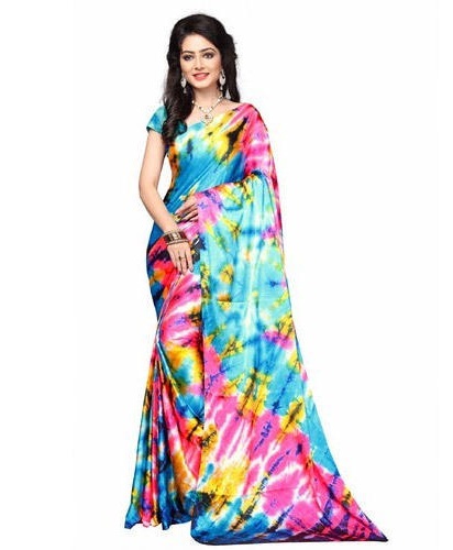 Trykt satin Saree