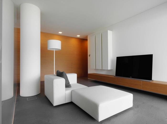 moderni sisustus valkoiset huonekalut, minimalistinen