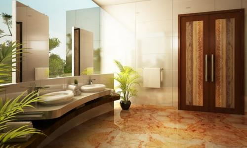 moderni tyylikäs kylpyhuone kuvia viileä design kasveja kaapissa