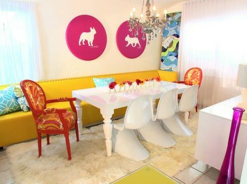 moderni ylellinen valkoinen ruokailukalusteet pehmeä matto vaaleanpunainen kuvia kollaasi