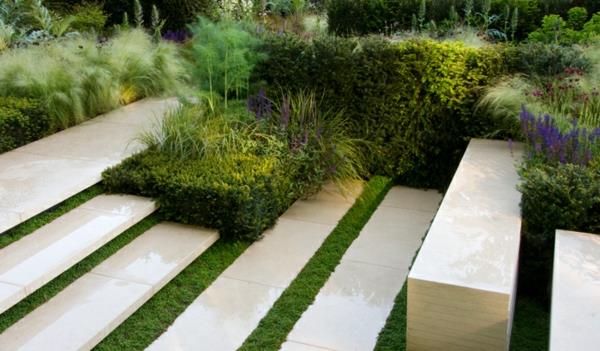 modernit puutarhasuunnittelukuvat esimerkkejä betonilaatoista