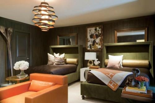 moderni vierashuone oranssi kiiltävä nahkainen nojatuoli