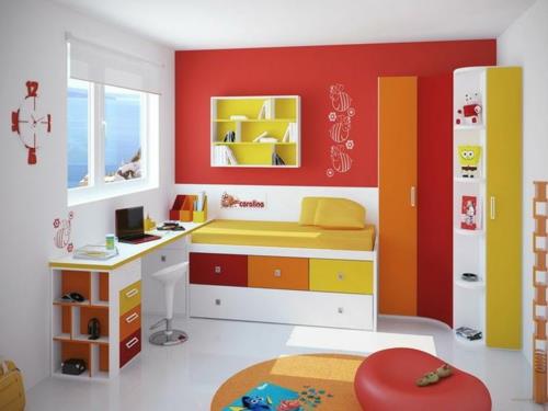 kombirt väri design moderni nuorisohuone punainen oranssi keltainen
