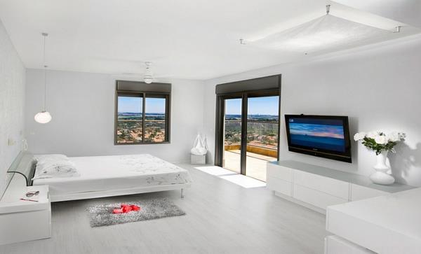 modernit minimalistiset makuuhuone -ideat valkoinen