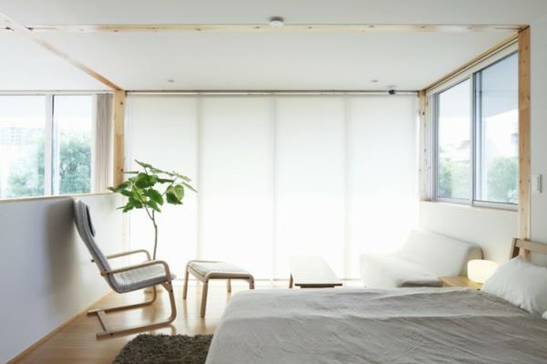 moderni valkoinen makuuhuone minimalistinen inspiraatioidea suunnittelu japanilainen tyyli