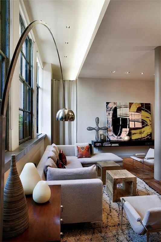 moderni olohuone design lattiavalaisin suunnittelija huonekalut kuvitus seinäkoriste