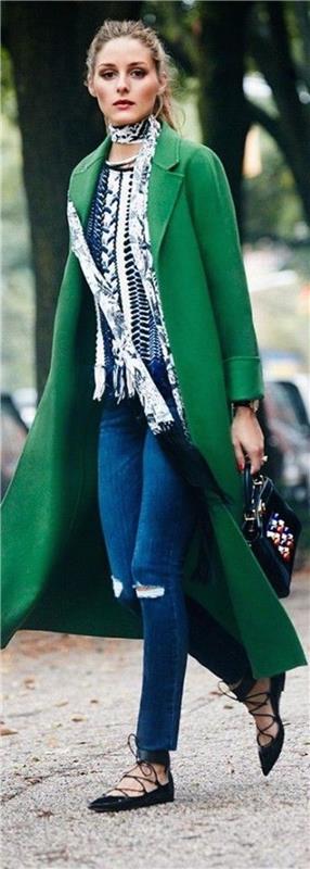 moderni naisten takki nykyiset trendivärit vihreä naisten takki pitkä
