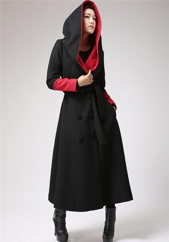modernit naisten takit nykyiset trendivärit musta punainen