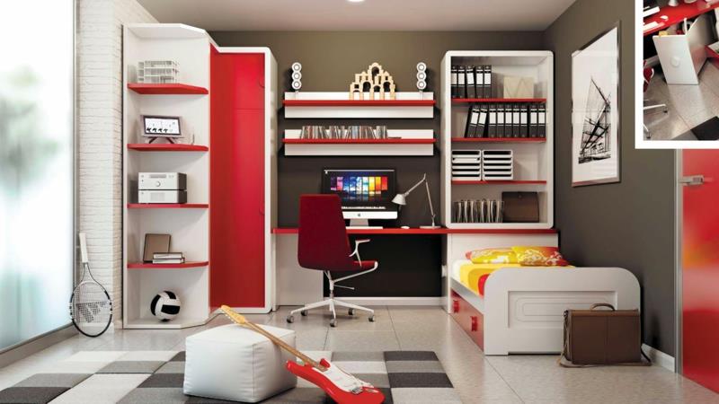 moderni nuorisohuoneen suunnittelu punaisia ​​ideoita nuorten huonekalut