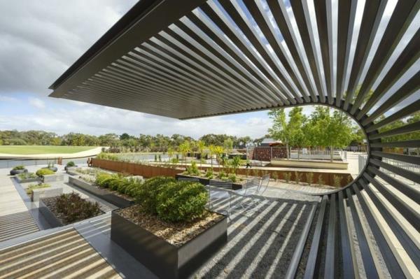 moderni arkkitehtuuri puutarhasuunnittelu pergola metalli