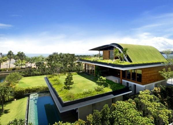 moderni arkkitehtuuri vihreä ullakko