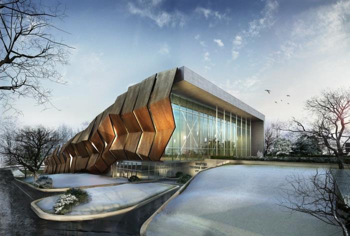 moderni arkkitehtuuri tulevaisuuden näkymät museo tulevaisuuden pilvenpiirtäjä valo rohkea expo rakentaminen