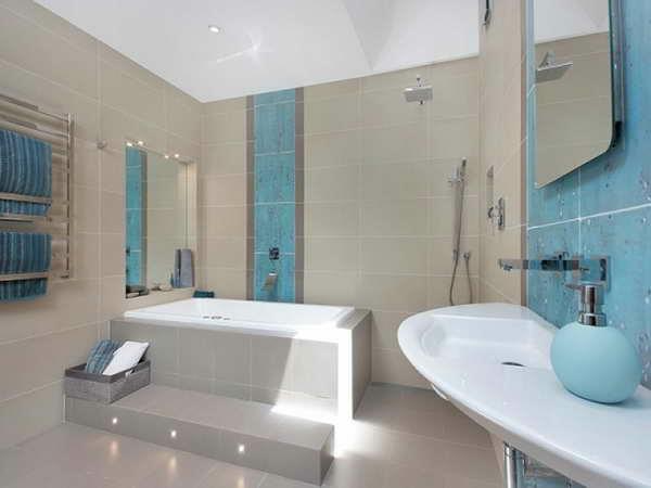 moderni kylpyhuone kylpyamme laatta upotettu kylpyhuonekalusteet