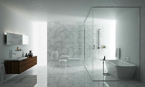 moderni kylpyhuone sisustus minimalistinen lasi paneeli laatat