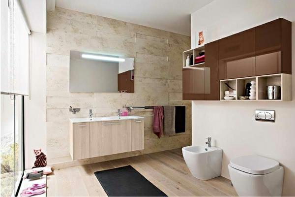 moderni kylpyhuone ideoita lämpimän värin suunnittelu