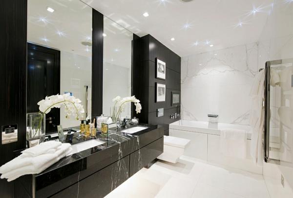 modernit kylpyhuonekaapit musta valkoinen sisäänrakennettu kattovalaisin