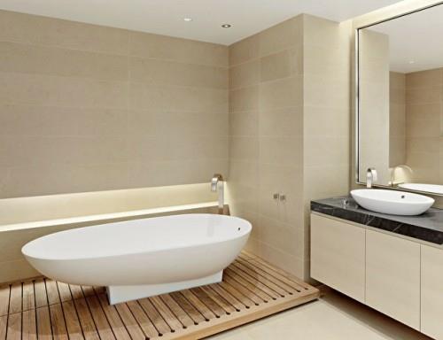 moderni kylpyhuone lattia ideoita kylpyamme puinen pohja