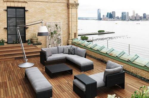 moderni kattoterassi design puinen kannella lattiavalaisin lounge sohvapöytä