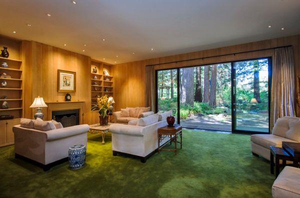 moderni sisustus vihreä lattia pehmeät huonekalut mukavat puupaneelit