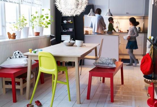 modernit ruokasalin suunnitteluideat ikea kirkkaat värit muovi
