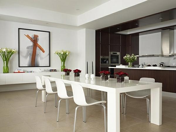 moderni ruokasali valkoinen tyylikäs minimalistinen seinäkoriste