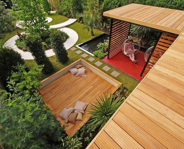 modernit puutarhasuunnitteluesimerkit puinen pergola