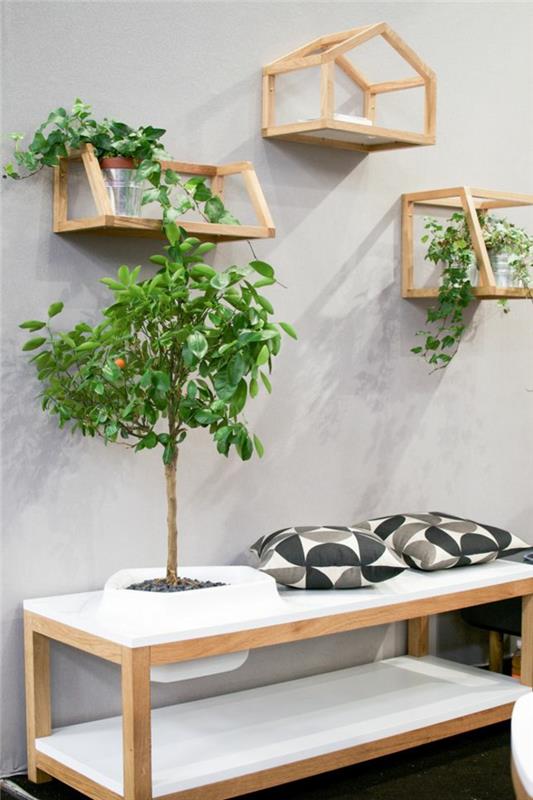 moderni puutarhakalusteiden sarja puiset seinähyllyt kasvit