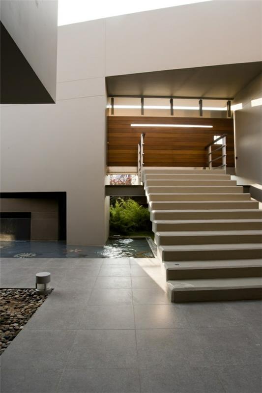 Suunnittele modernit suorat portaat altaan yli