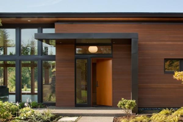 design moderni talo kestävän arkkitehtuurin sisäänkäynnin etupiha
