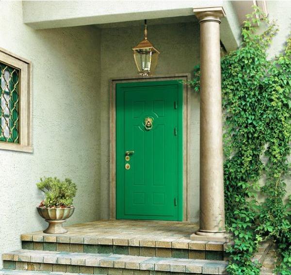 modernit etuovet vihreällä kullalla aksentti oven koputtaja talon lyhty