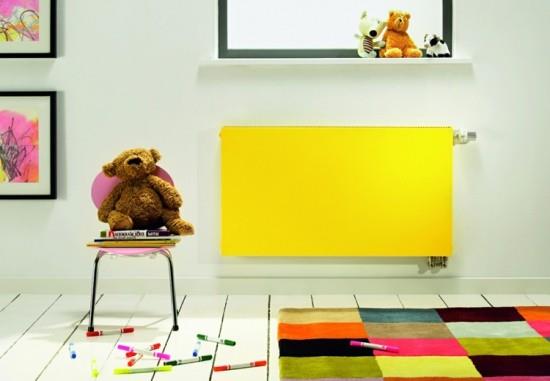 moderni jäähdyttimen keltainen seinäkiinnike lastenhuoneen lämmittämiseen