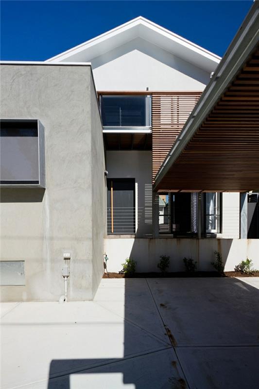 moderni sisustus puusta valmistettu ulkopuoli arkkitehdin talo