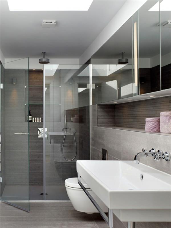 moderni sisustus kylpyhuone kalusteet lasi väliovi