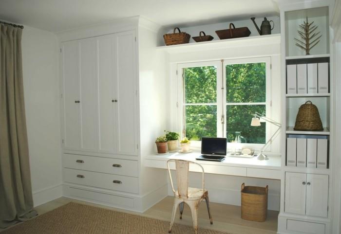 moderni sisustus valkoiset huonekalut kotitoimiston säilytystilaa