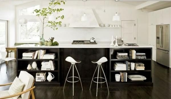 moderni keittiö tumman puun keittiösaarten malleja