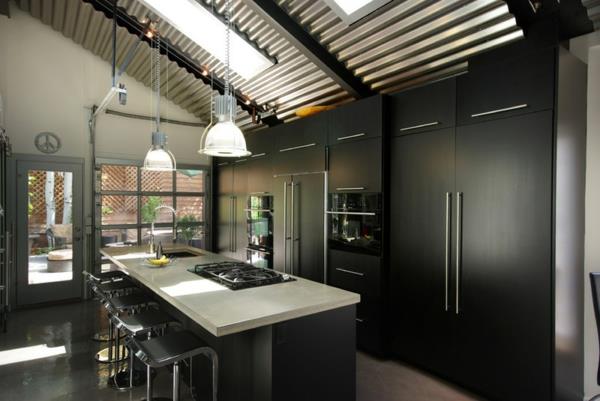 moderni keittiö design aaltopahvi katto keittiö saari