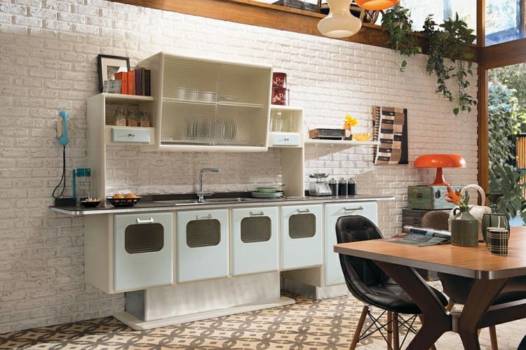 moderni keittiö retro -tyylinen vintage -design -keittiö
