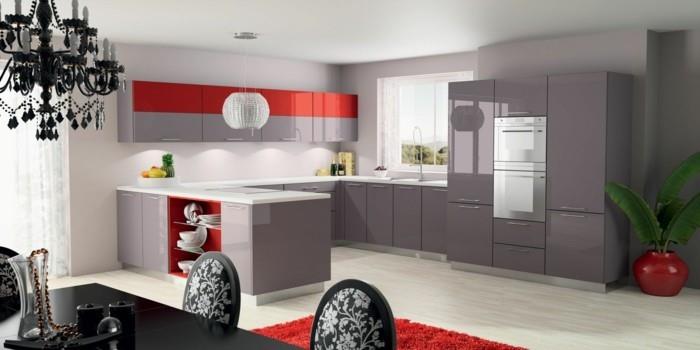 modernit keittiöt kirkas muotoilu kirkkaan punaisilla aksentteilla