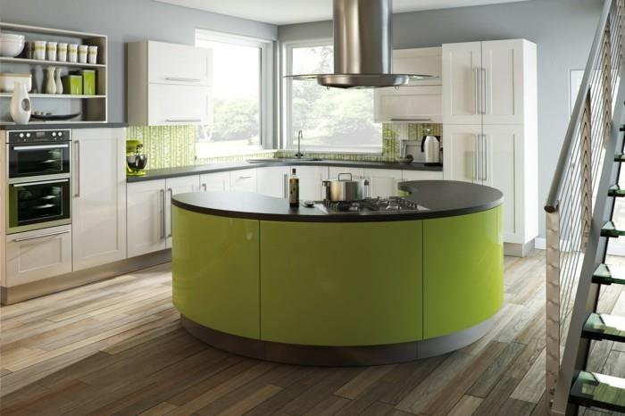 modernit keittiöt vihreä, beige ja harmaa muodostavat mukavan yhdistelmän keittiössä