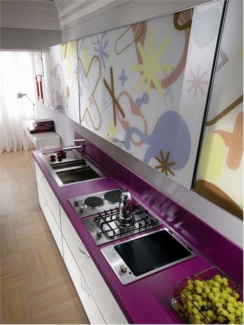tämänhetkiset keittiömallit violetti kirkas väri keittiölohko